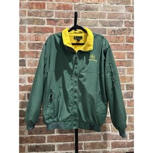 Vintage‎ John Deere Jacket, Men's Large, 100% Nylon Fleece Lined Full Zip Green